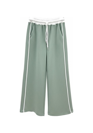 Kız Çocuk Eşofman Alt 7-14 Yaş Double Face Kumaş 12344 Cağla Yeşili