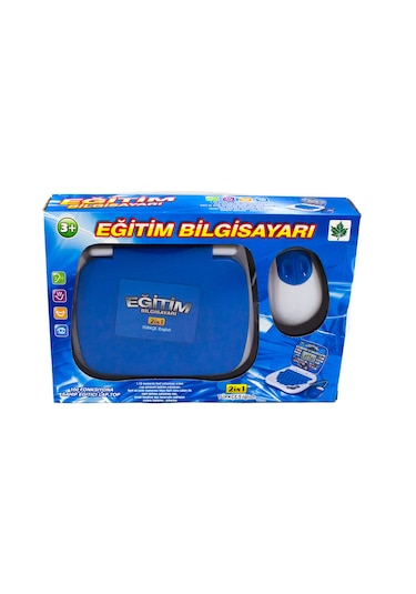 Oyuncak Laptop Eğitim Bilgisayarı Türkçe İngilizce Eğitici Mavi