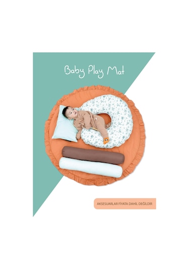 Mordesign Bebek/çocuk Oyun Halısı, Yenidoğan Emekleme Pedi, Aktivite Matı, Çok Amaçlı Minder, Kampçı Serisi 110 X 110 Turuncu