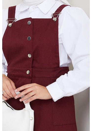 Boydan Düğmeli Gabardin Jile 1552 - Bordo Bordo