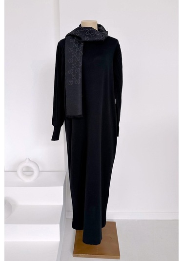 Balon Kol Merserize Elbise - Siyah