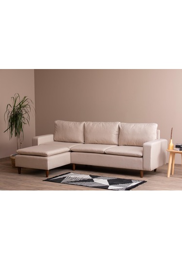 Lungo Modüler Köşe Koltuk Takımı L Koltuk - Krem Keten Krem