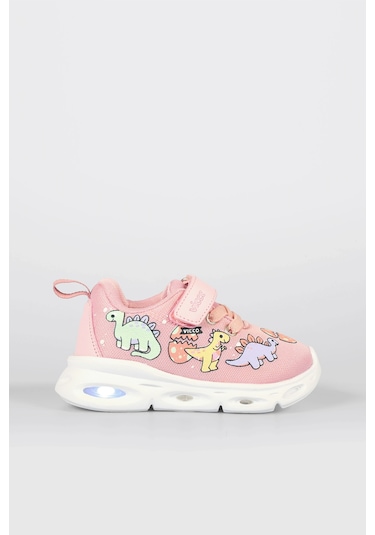 Vicco Dino Işıklı Kız Bebek Pudra Spor Ayakkabı Pudra
