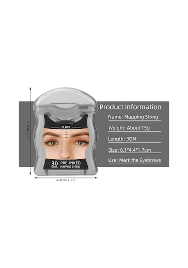 Geeksen Profesyonel Kaş Mikroblading İpi - 30 Metre Kömür Rengi - Hassas Kontür Çizimi İçin