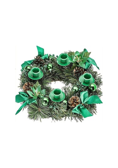 30cm Yeşil Plastik Noel Gerdanı - 2.2 İnç Mumluk Için Simülasyon Çiçekli Aksesuar, Otel/alışveriş Merkezi Dekorasyon Unsurları