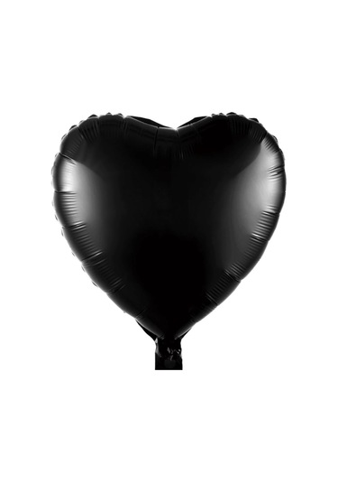 1 Adet 18 İnç 45 Cm Kalp Folyo Balon Siyah Siyah