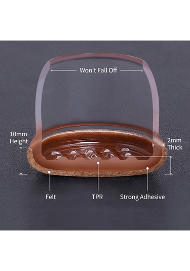 Konesam 8 Adet Şeffaf Yuvarlak Sandalye Ayak Koruması - Sessiz Kaydırma, Zırhlı Tpe, Zemin Koruması Küçük Boy