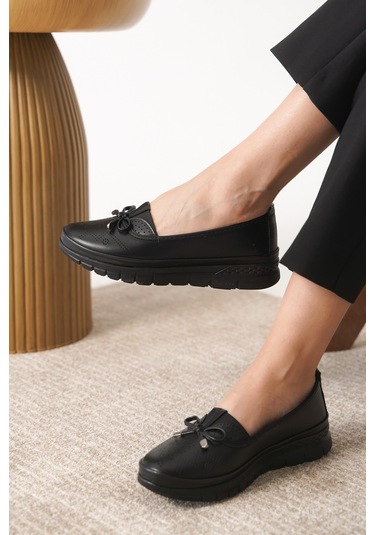 Garantili D0109 Günlük Ortopedik Kadın Babet Ayakkabı Siyah