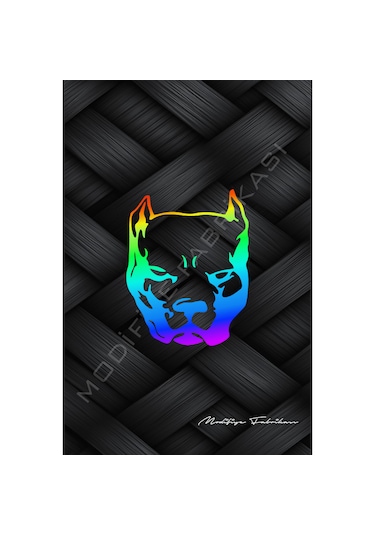 Pitbull Sticker Folyo - Hologram - 14 X 11 Cm