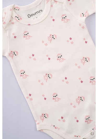 Boumini Bebek Çıtçıtlı Kısa Kollu Body Zarf Yaka Pembe Miskin-pembe Pembe