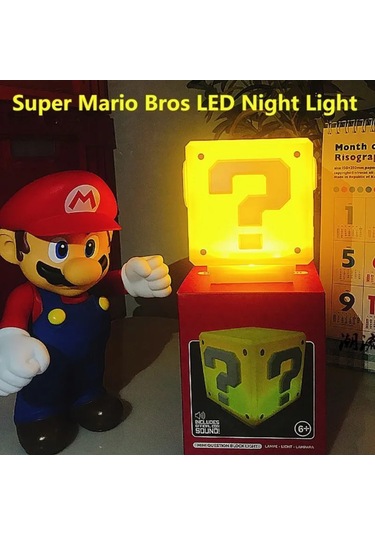 Kangvka Super Mario Bros Soru İşareti Gece Lambası - Nostaljik 2w Işıklı Oyuncağı, 12v Usb İle Ev Dekorasyonuna Renk Katın Sari
