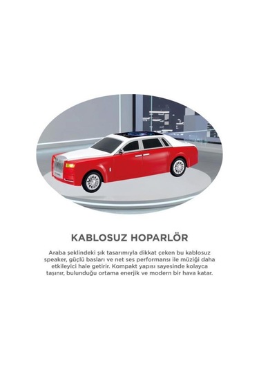 Bluetooth Hoparlör Rolls-royce Görünümlü Araba Led Ekranlı 15w Tws Fm Usb Speaker D82