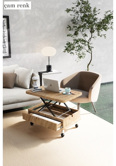 Oslo Akıllı Sehpa Tekerli Çekmeceli, Modern Yemek Masası