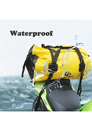 Motion003 Longhiker Motosiklet Koltuk Cantasi 48l Gri Su Gecirmez Kuru Sirt Cantasi Ayarlanabilir Askilar Scooter Kamp 48l Gri