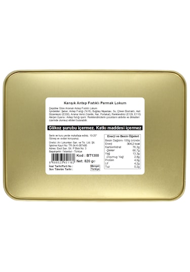Lokumani Karışık Antep Fıstıklı Parmak Lokum 820 G