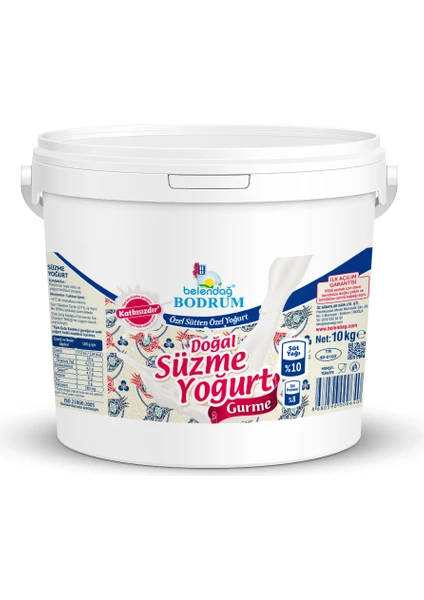 Belendağ Bodrum Gurme Süzme Doğal Yoğurt 10 Kg