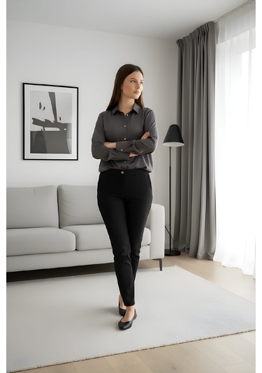 Modeva Global Modern Duruşlu Şık Oversize Gri Gömlek Gri