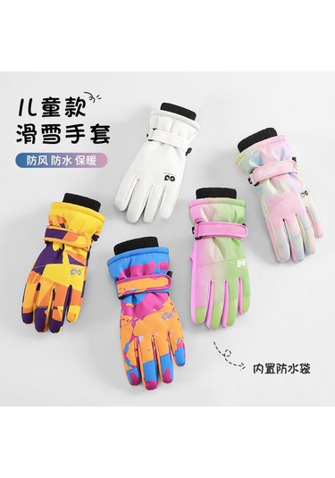 Çocuklar Kayak Eldivenleri Kız Erkek Su Geçirmez Rüzgar Dayanıklı Kalın Bebek Kar Eldivenleri Oynar Mavi