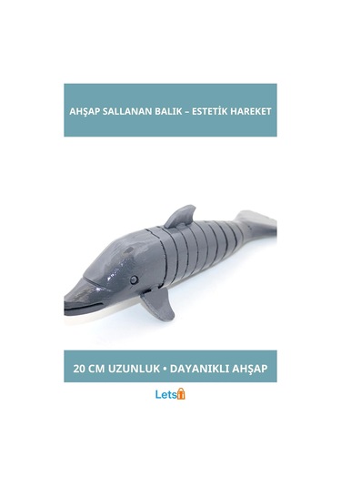 Doğal Ahşap Sallanan Balık 20cm Dekoratif Aksesuar 1 Adet