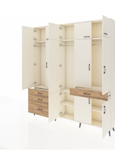 Arges Dolap 8 Raflı 4 Çekmeceli 3 Askılı 220x30x243 Aytaşı-aytaşı/çam Aytası/atlas Çam