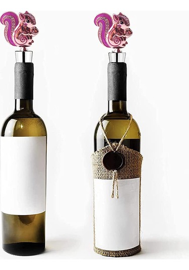 Konesam 2 Adet Metal Sincap Desenli Şarap Şişe Tıkanıcısı - Zinc Alloy Malzeme İle Şarap Tazeliğini Koruyucu Dekoratif Korku