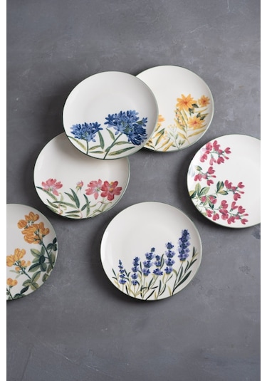 Tabak Evi Porselen New Flower Garden Pasta Tabağı 6 Kişilik 6 Parça Tvl6ptprs1115 Çok Renkli