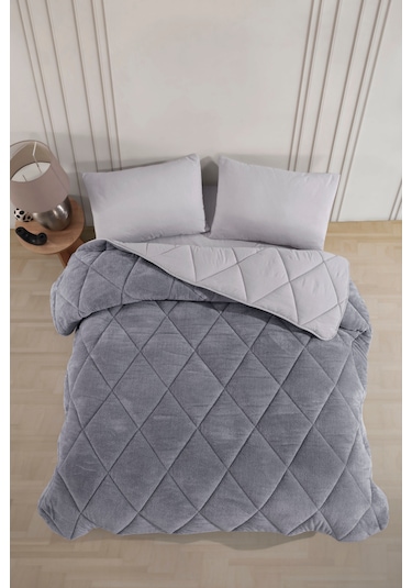 Formeya Lüx Çift Taraflı Welsoft Tek Kişilik Yorgan Gri