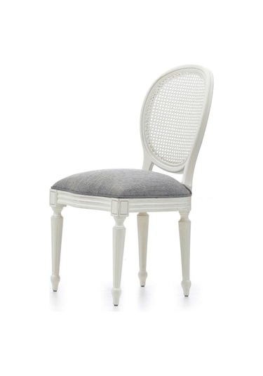 Madalyon Hazeranlı Ahşap Klasik Sandalye Beyaz - Gri