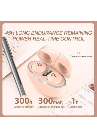 Jeemson Küçük Boyutlu Gizli Tws Bluetooth 5.3 Kulaklık, Uzun Pil Ömrü, Dijital Pil Göstergesi, Yüksek Kaliteli Stereo Ses, Akıllı Gürültü Engelleme - Siyah