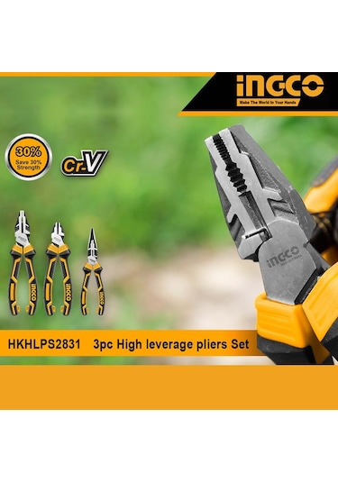 Ingco 3'lü Set Pense, Yan Keski, Kargaburun Pense