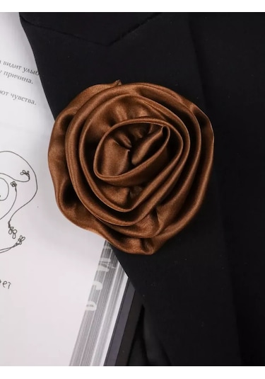 Slubov'u Kadın Çiçek Kumaş Broş 242900781 Kahverengi