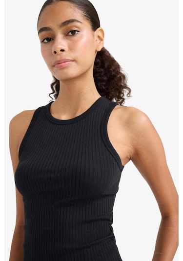 Defacto Slim Fit Dar Kesim Halter Yaka Fitilli Kaşkorse Atlet A8859ax25aubk81 Siyah