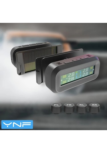 Boatshop1 Ynf Kablosuz Güneş Şarj Ve Lastik Basınç Monitörü Sistemi Siyah 4 Dış Sensör Lcd Ekran Otomatik Ayar Suv Mpv Rv
