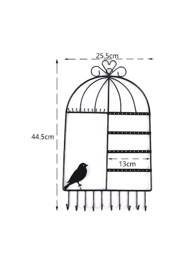 Siyah Metal Bayan Küpe Kolye Standı Dekor St1-47Sy