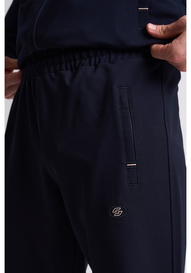 Shooter Sportswear Klasik Antrasit Erkek Eşofman Takımı Çıkartılabilir Kapüşonlu Rahat Kalıp Lacivert