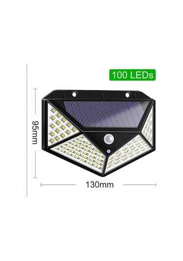 Sge Teknoloji Siyah Solar Güneş Enerjili Hareket Sensörlü 4 Taraflı Bahçe Aydınlatma Lambası