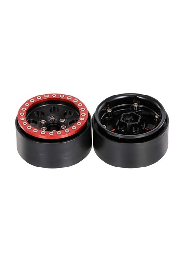 Besthome1 1/10 Rc Tırmanma Aracı İçin 55mm Metal Jant - 8 Delikli Siyah Kırmızı