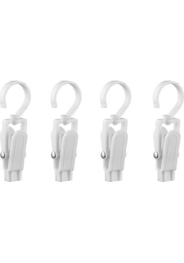 Konesam Plastik Döner Çamaşır Klembi Seti 4 Adet - Kaymaz Yüzeyli, Çamaşırları Lehimli Tutan, Gardırop Ve Kurutma İçin Çok Amaçlı Beyaz Beyaz