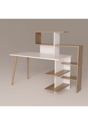 Uzay Çalışma Masası Beyaz & Ceviz Beyaz - Ceviz