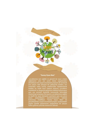 Mordesign Bebek/çocuk Oyun Halısı, Yenidoğan Emekleme Pedi, Aktivite Matı, Çok Amaçlı Minder, Sunny Serisi 125 X 125 Bej