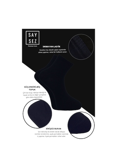 Bambu Erkek Yarım Konç Lacivert Çorap Dikişsiz Premium Kutu 5'li Lacivert