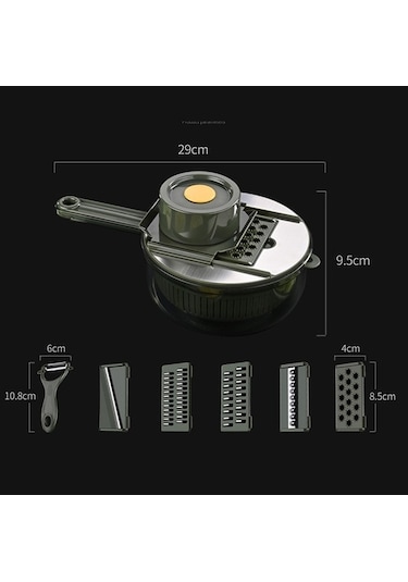 Pazly Cbtx 6'lı El Korumalı Sebze Kesici, Su Filtreli Depolama Fonksiyonlu Gri Gri