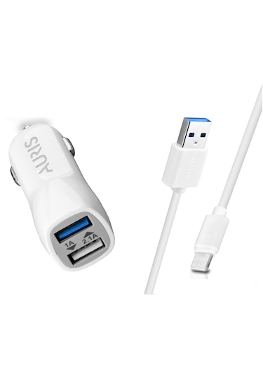 Auris Cr02 İphone Kablolu Araç Şarj Cihazı Set Oto Çakmaklık 3.4a