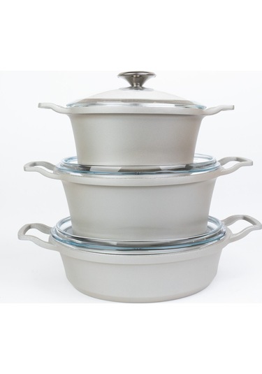 Masterchef Döküm 7 Parça Dik Kulak Tencere Seti Gri