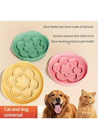 Elmpaly Yeşil Silikon Yavaş Besleyici Kedi Köpek Kabı Emici Tabanlı Kolay Temiz