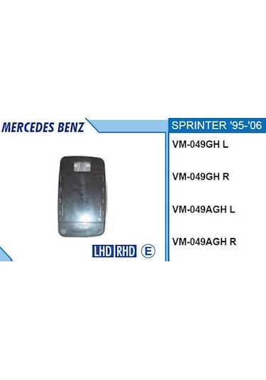 Dikiz Ayna Camı Sol Mercedes Sprınter 95-99 Kör Noktalı Var Isıtmalı 1 Ad