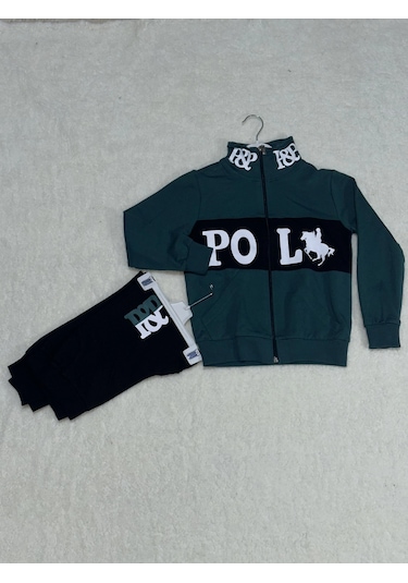 Biçomi Siyah Petrol Yeşili Baskılı Kanguru Cep Alt Üst Eşofman Takımı Yeşil Yeşil