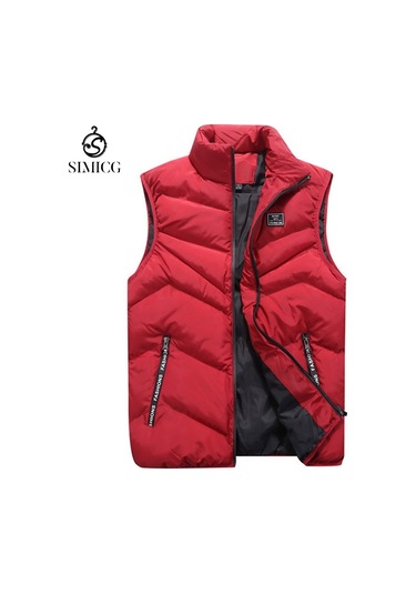 Erkek Sonbahar Günlük Pamuklu Yelek Kırmızı