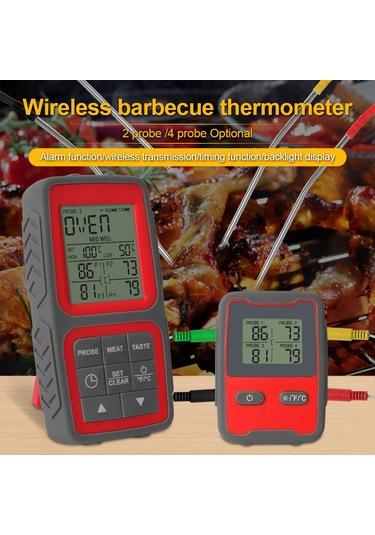 Padalink Kesin Isı Ölçer: Kablosuz 150m, Işıklı Ekran, Alarm & Zamanlayıcı, Mıknatıs Ve Asma Özelliği, 2 Prob - Barbekü/pişirme İçin Gümüş