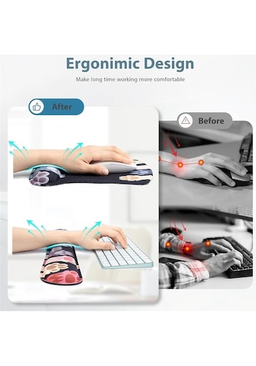 Ulzyvf Siyah Setleri Pad Mouse Klavye Destekli Desteği Bilek Arada 3'ü 1 Ac Siyah